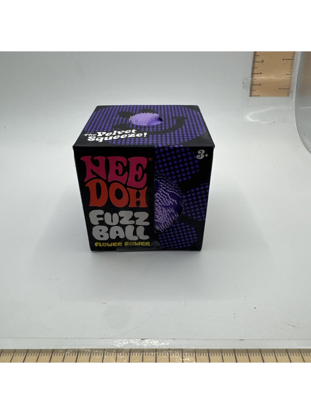 Schylling NeeDoh Fuzz Ball Flower Power Purple Velvet Squeeze Fidget Toy NEW